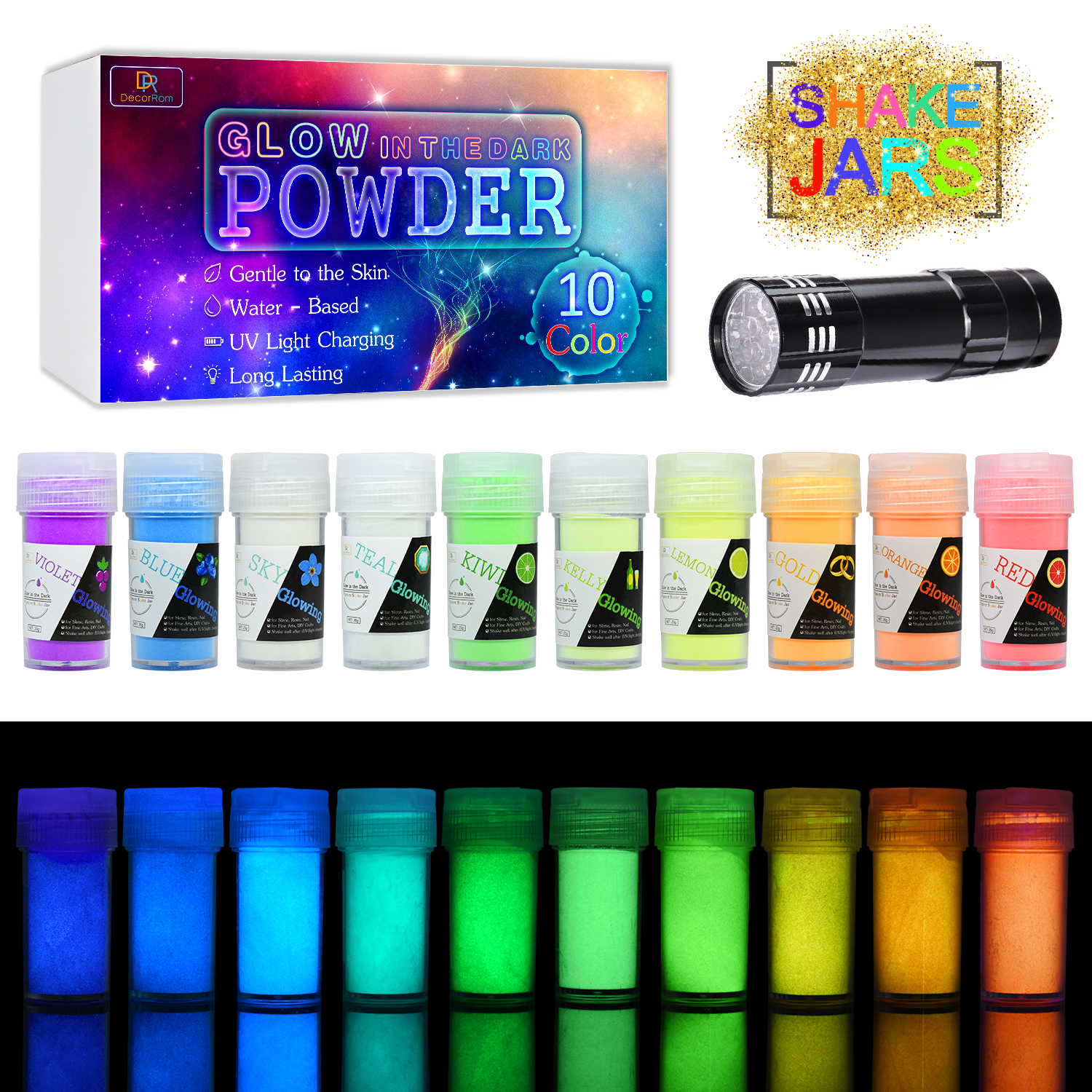 Glow In The Dark Pigment - 10 Color Epoxy Resin Glow Pigment