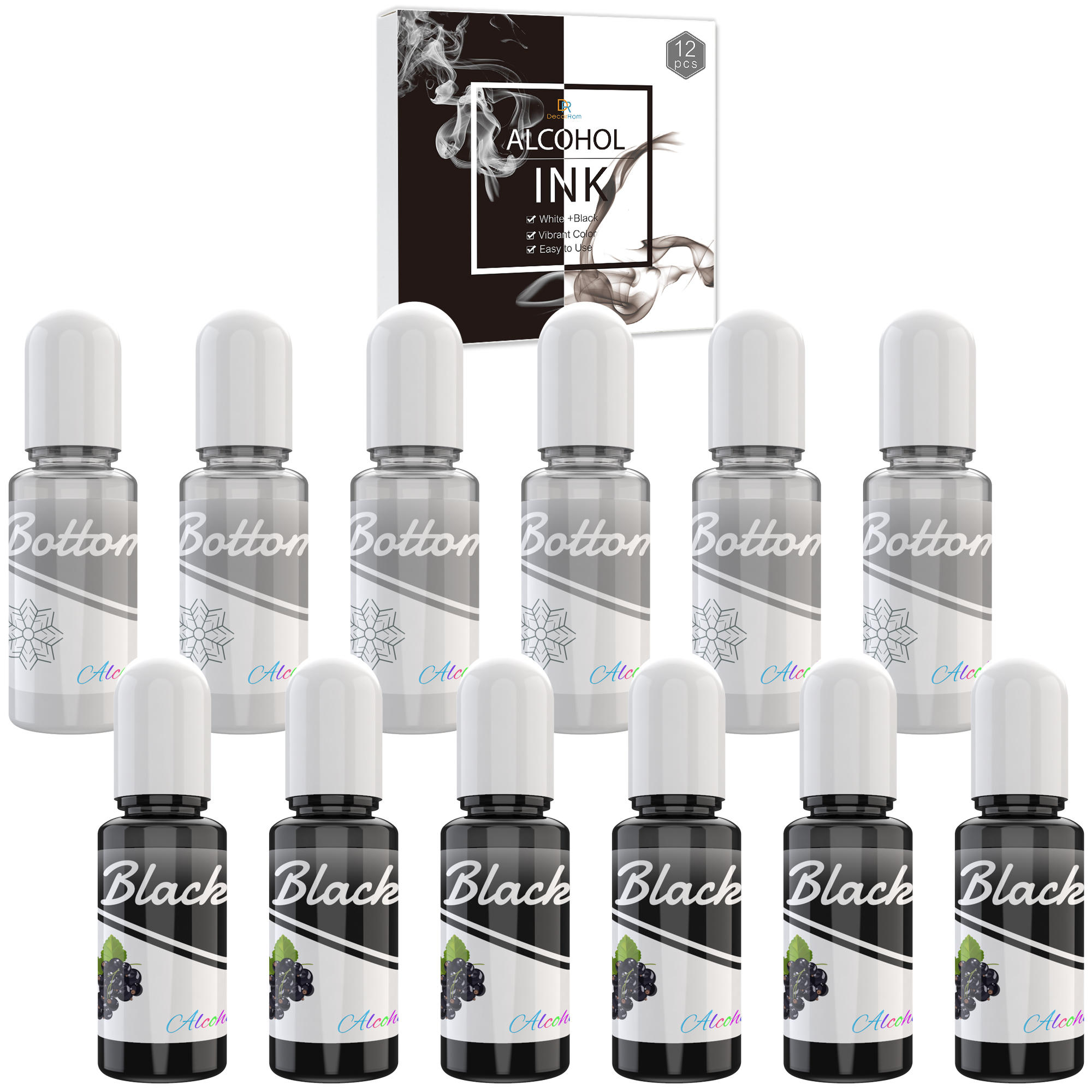 White & Black Alcohol Ink Set - 4 Ounce White and Black Alcohol-ba<x>sed Inks